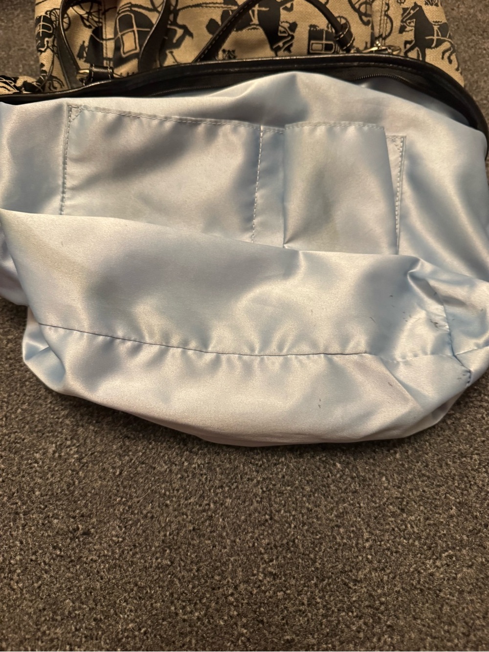 Vintage Coach Horse & Carriage Tote Bag, Black & Grey Jacquard Canvas Shoulder B - Picture 13 of 16